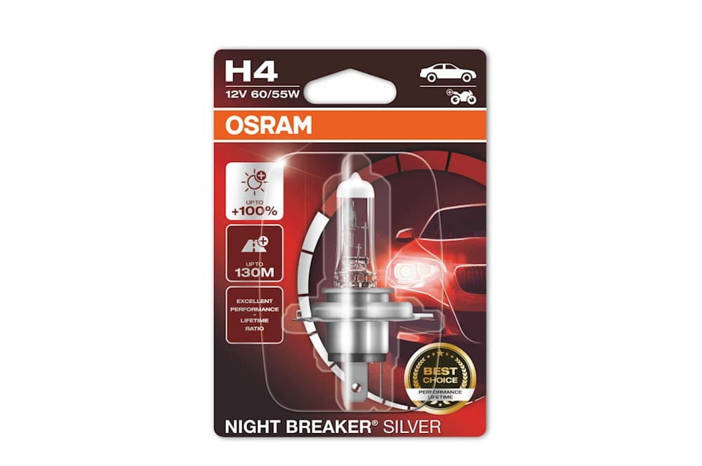Night Breaker® Silver H4 Single Blister-3