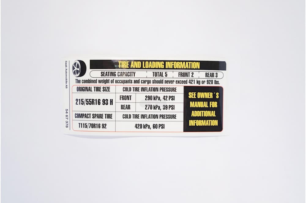 Label, Tire Pressure-1